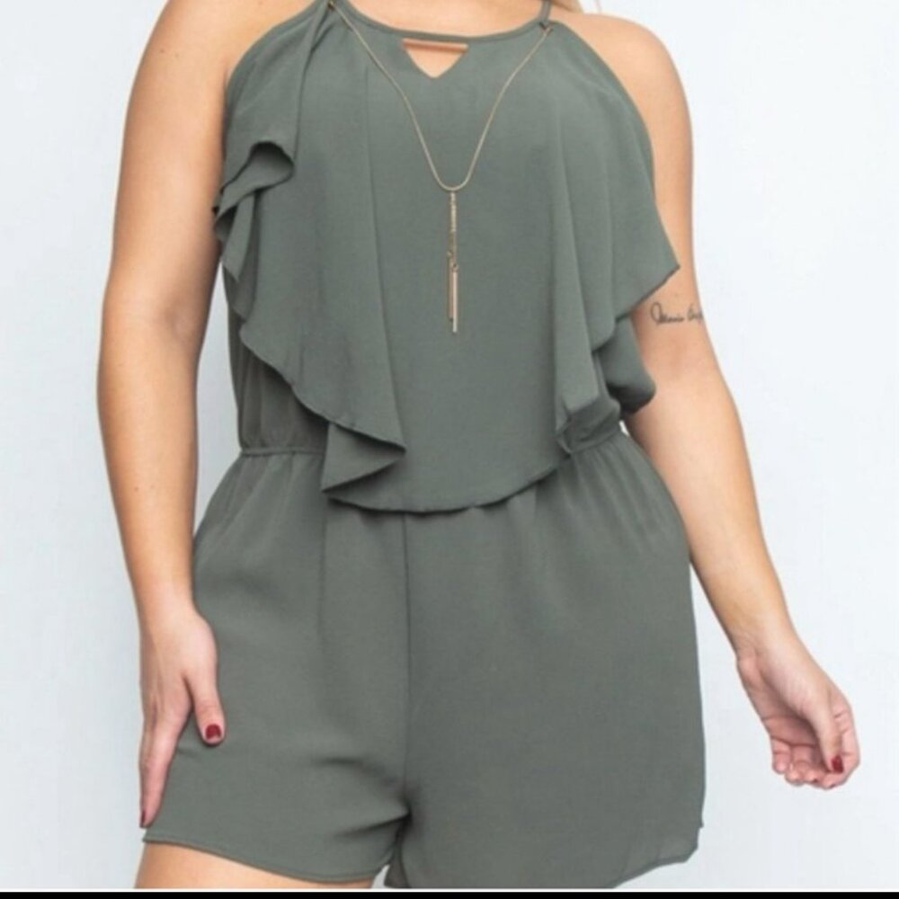 Olive Ruffled Plus Size Romper